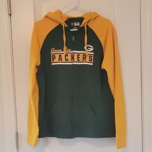 NFL Team Apparel Green Bay Packers Women's Hoodie - Green and Yellow Size L